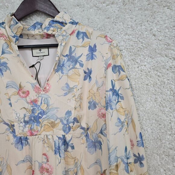 Tuckernuck Floral Drop Waist Mini Dress‎ XXL Ruffle Lined Cottagecore Boho Chic - Picture 4 of 16